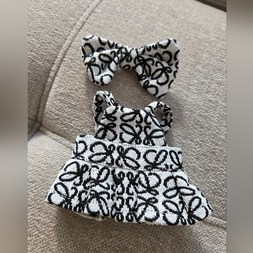 Stylish Black and White Dress and Hair Accessory Set for Labubu